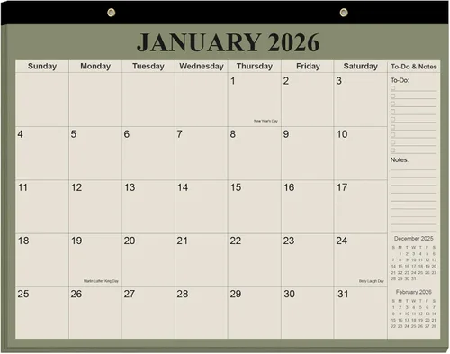 Calendario de escritorio 2026-18 meses, de enero de 2026 a junio de 2027, calendario 2026-2027 con papel grueso para organización escolar en Beige