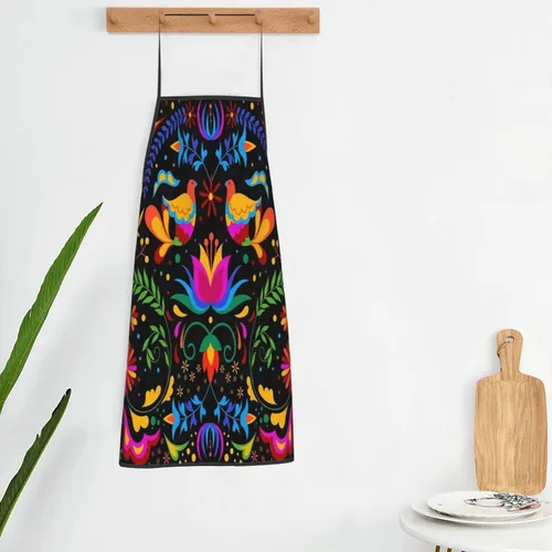 Miniatura 5 de Colorido fondo mexicano con flores y pájaros delantales delantales de chef impermeable babero para mujeres hombres cocina cocina hornear barbacoa