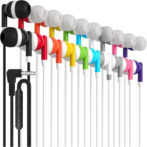 Miniatura 6 de Maeline Auriculares a granel con micrófono, auriculares intrauditivos con aislamiento de ruido, control de volumen con cable de 0.138 in