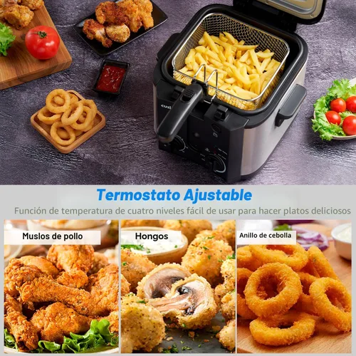 Miniatura 4 de CUSIMAX Freidora Eléctrica Profunda para Uso Doméstico, Freidora Profunda Pequeña de 2.5 Litros 1500W con Cesta, Temperatura y Tiempo Ajustables