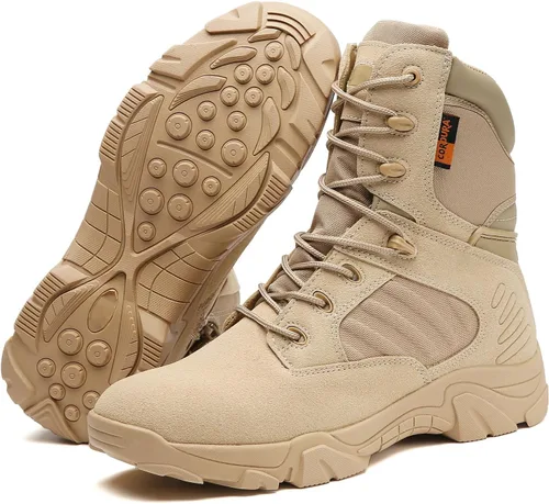 Miniatura 7 de Kervaky Botas tácticas para hombre, botas ligeras, fáciles de llevar, cremallera lateral, botas para exteriores, botas militares, botas tácticas