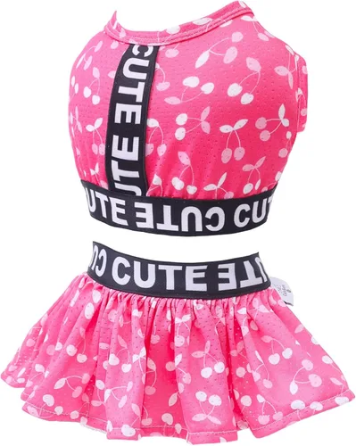 Miniatura 7 de CuteBone Vestido deportivo para perros de dos piezas, falda ligera para cachorros, ropa para gatos pequeños, ropa para gatos SPS12XS