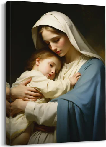GLOKAKA Lienzo decorativo para pared, pintura al óleo de Santa María, arte de pared de la madre de Jesucristo, Virgen María, Virgen María, Madonna,