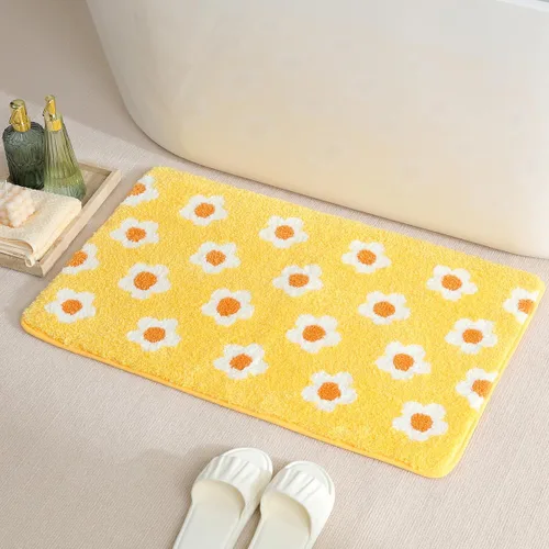 Miniatura 8 de Tapete de baño floral súper absorbente, antideslizante, lavable a máquina, bonito tapete de baño esponjoso para fregadero, dormitorio y sala