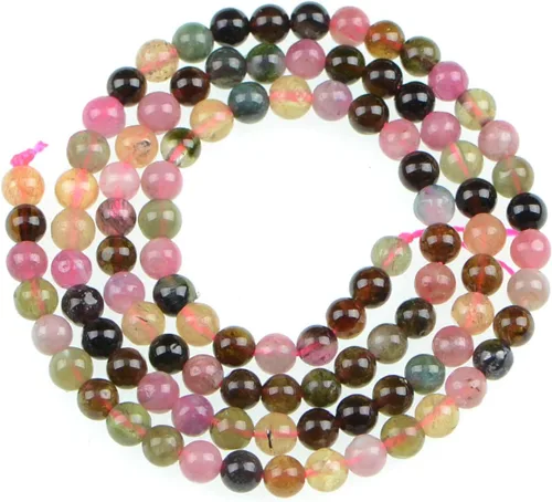 Miniatura 11 de Cuentas redondas de turmalina negra natural, 15.5 "A Grad (0.157 in)
