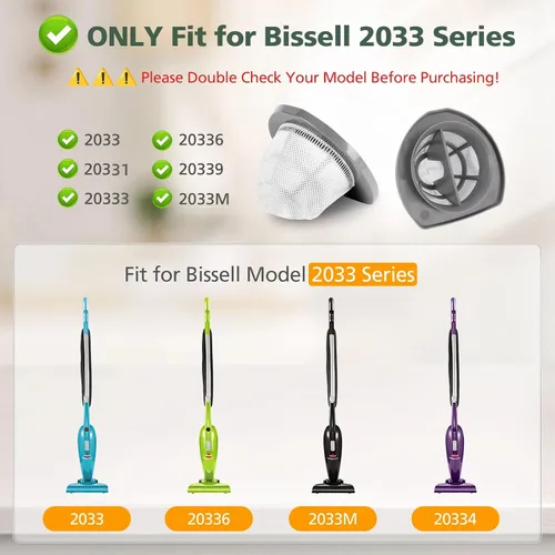 Miniatura 2 de Paquete de 8 filtros de repuesto 2033 compatibles con aspiradora sin bolsa ligera Bissell Featherweight Stick 20331, 20333, 20334, 20336, 20339