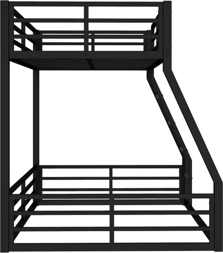 Miniatura 9 de Litera de metal resistente de tamaño individual sobre matrimonial, con escalera integrada y barandilla de seguridad para niños, adolescentes