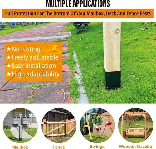 Miniatura 2 de Protector de poste ajustable de acero inoxidable (rango de 3.3 a 6 pulgadas), protege los buzones y vallas de madera de la cortadora de césped