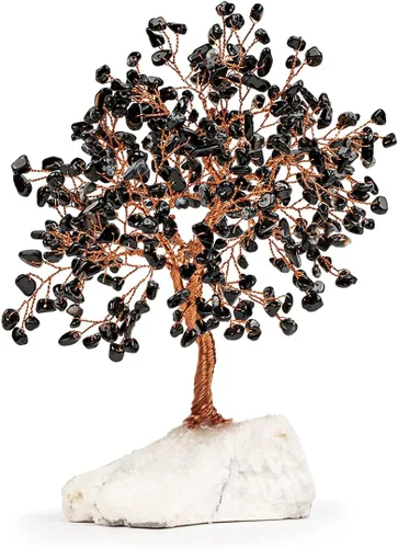 Miniatura 10 de KARMA AND LUCK Árbol de la vida de Feng Shui con base de cristal blanco Home D cor, hecho a mano en Bali, mediano 8 (amatista)