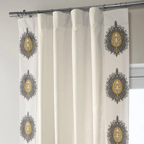 Miniatura 4 de HPD Half Price Drapes Cortinas de algodón sólido con bordes para dormitorio y sala de estar 50 X 84, DTCC-SB220614-84 (1 panel) Mayan Gold