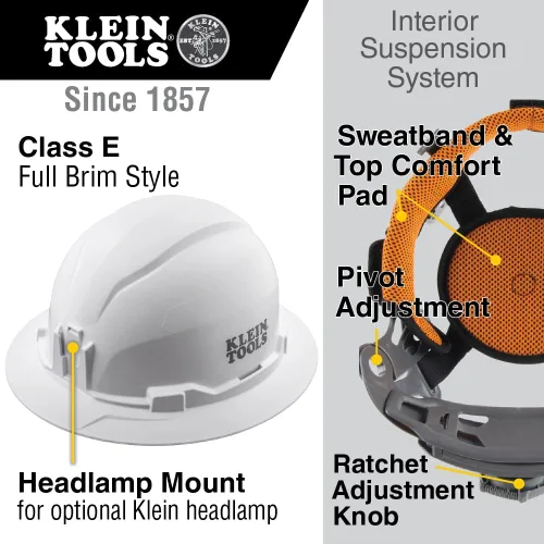 Miniatura 2 de Klein Tools Sombrero duro, estilo de ala completa sin ventilación, acolchado, auto-absorbente y resistente al olor