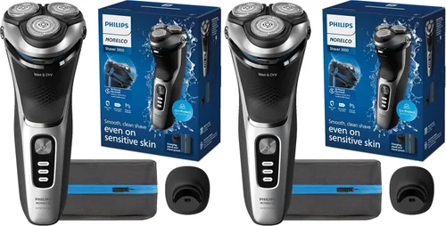 Miniatura 17 de Philips Norelco Shaver 3600 Series, afeitadora eléctrica en seco y húmedo, P-Cap, estuche de viaje, azul tormenta, modelo S3243/91