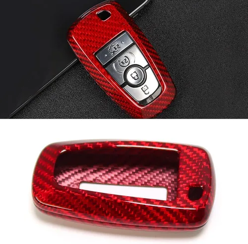 Miniatura 12 de Cubierta de llavero de fibra de carbono para Ford F-150 F150 Bronco Raptor R Off-Road 2018 2019 2020 2021 2022 2023 2024, Solo para Raptor, Estuche