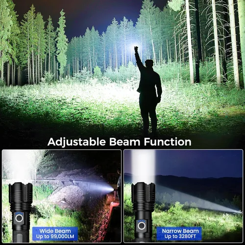 Miniatura 3 de Paquete de 3 linternas recargables de alto lúmenes, 99,000 lúmenes, linterna LED súper brillante, potente luz de flash con 5 modos, linternas