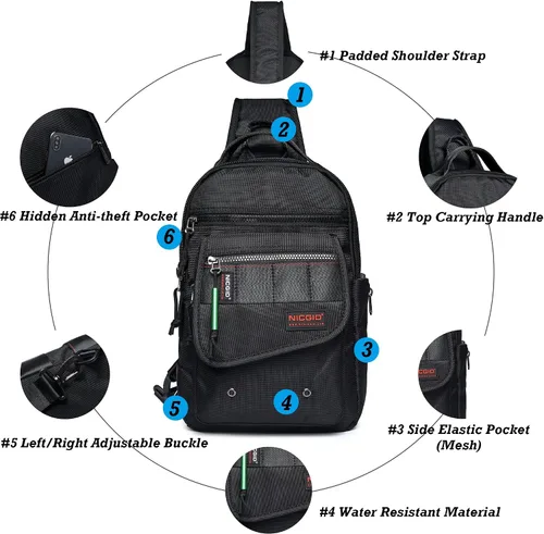 Miniatura 3 de NICGID Bolsos de bandolera, mochilas de hombro para el pecho, bolsos cruzados, bolsa de pecho al aire libre, mochila de viaje para hombres y mujeres