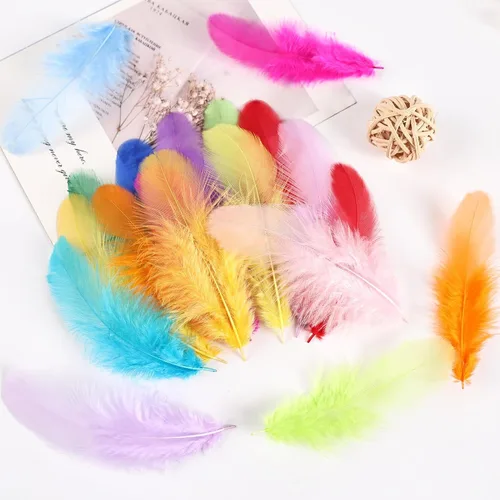Miniatura 5 de THARAHT Plumas coloridas de gallo artesanal, 300 plumas de colores de 3 a 5 pulgadas, a granel para jardín de infantes, manualidades, boda, hogar