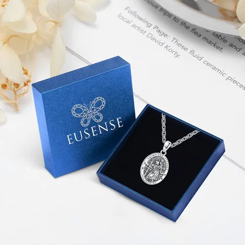 Miniatura 261 de Eusense Saint Necklace Sterling Silver 925 Protection Jewelry for Men Women Patron St Medals Amulet Pendant