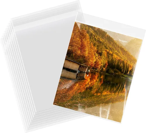 AUEAR Paquete de 100 fundas de plástico transparente de 8 x 10 pulgadas, sin ácidos, bolsas resellables de cristal de 1.6 mil para impresiones y