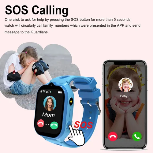 Miniatura 5 de Reloj inteligente 4G para niños, rastreador GPS, relojes inteligentes con videollamadas, juegos de rompecabezas de llamadas bidireccionales, chat