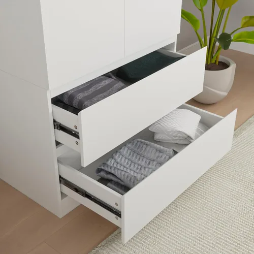 Miniatura 5 de Bobve Armario Ropero Closet de 78.74 pulgadas con 2 Puertas y 2 Cajones, Armario de Dormitorio con Barra para Colgar, Gabinete de Almacenamiento