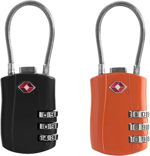 Miniatura 9 de Cerraduras TSA para equipaje, candado pequeño combinado con cable, candados de equipaje aprobados por la TSA, candado combinado con código