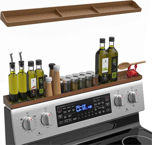 Miniatura 11 de Estante superior magnético de silicona de 30 pulgadas para cocina, organizador de especias magnético fuerte resistente al calor para horno sobre