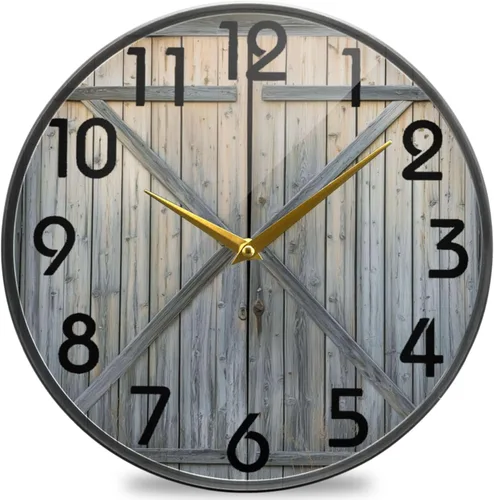 Miniatura 7 de Naanle Reloj de pared redondo con estampado de bandera de la policía estadounidense envejecida, reloj de escritorio analógico silencioso de cuarzo