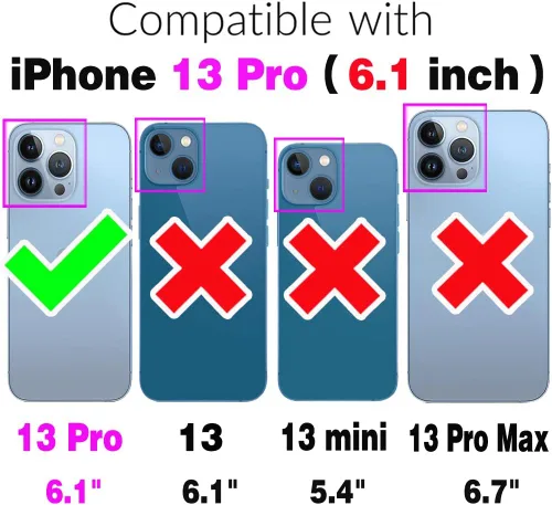 Miniatura 2 de Asuwish Funda de teléfono para iPhone 13 Pro de 6.1 pulgadas, funda tipo cartera con protector de pantalla de vidrio templado y anillo cruzado