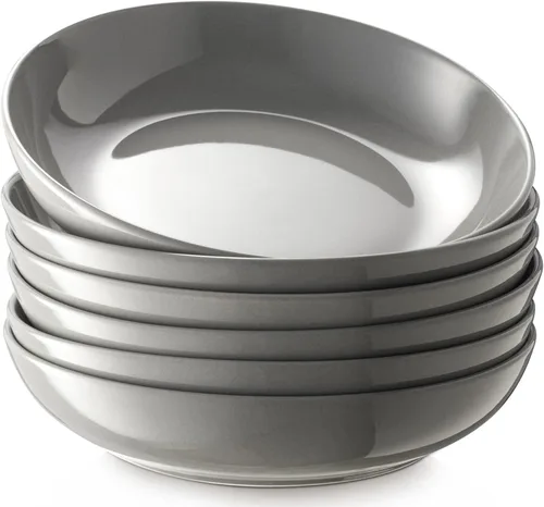 Miniatura 11 de Y YHY Tazones para pasta de 30 onzas, cuencos grandes para servir ensalada, cuencos de sopa poco profundos, cuencos de porcelana para pasta, juego