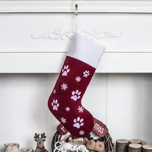 GEX Medias de Navidad para perro, gato o mascota, de 22 pulgadas, forro acolchado grande, bordado, de lujo, encantador, terciopelo, adornos