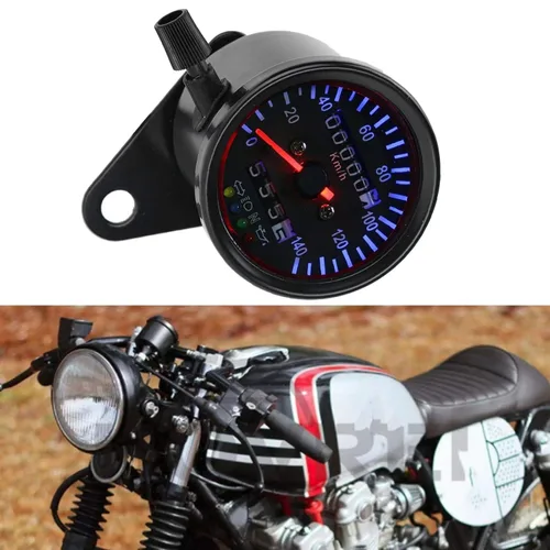 Miniatura 5 de KIMISS Medidor universal para motocicleta, para Cafe Racer & Cruisers, kit de velocímetro retroiluminación LED de 12 V, pantalla dual, fácil