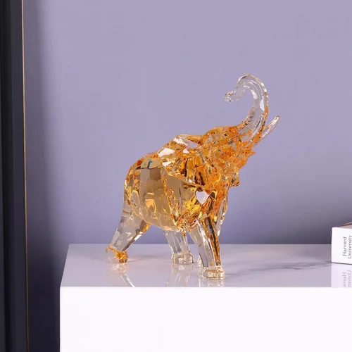 Miniatura 5 de Figuras de elefante acrílico transparente con acabado de cristal, estatuas africanas de alta gama para decoración del hogar, elefante con tronco