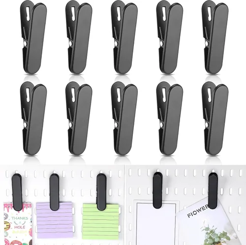 Fulmoon 10 piezas de accesorios de tablero de clavijas, clips de metal para manualidades, sala de estar, cocina, baño, oficina, pared, organizar