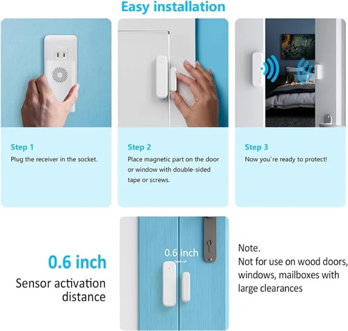 Miniatura 6 de Timbre de puerta inalámbrico para entrada de negocios, alarma de apertura de puerta para seguridad en el hogar de niños y niños pequeños