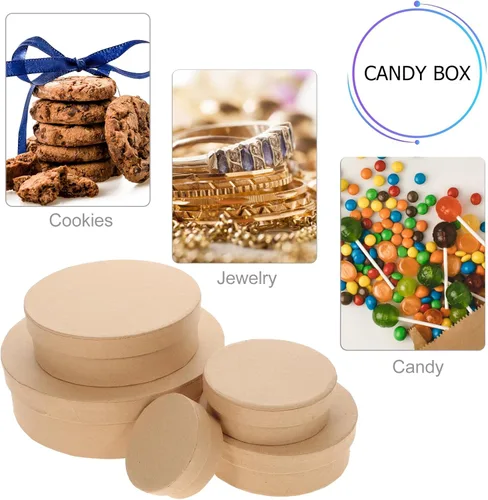 Miniatura 6 de VILLCASE Cajas redondas con tapa de 6.49 x 6.49 x 1.96 pulgadas, contenedores de embalaje de cartón para galletas, joyas, pequeñas cajas