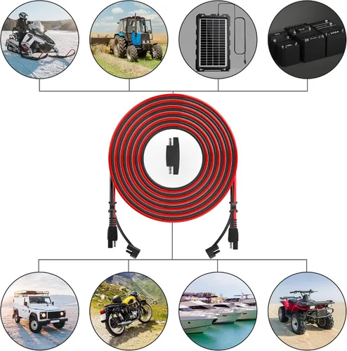 Miniatura 6 de OYMSAE Conector SAE de 50 pies, cable de extensión de panel solar, cable de desconexión rápida SAE a SAE para automóviles, caravanas, motocicletas