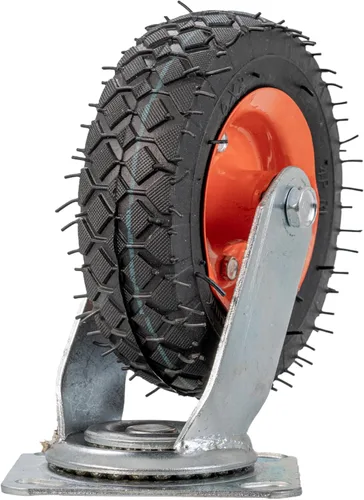 Miniatura 5 de AlveyTech Rueda giratoria delantera con horquilla y eje, para kits de Go Kart, neumático antimarcas a prueba de golpes (gris) con placa de montaje