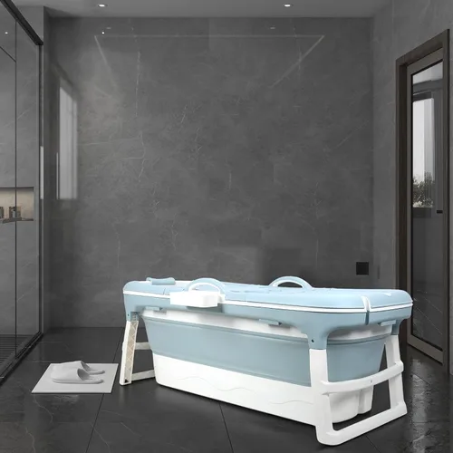 Miniatura 8 de Bañera portátil para adultos, bañera plegable grande de 50 pulgadas con tapa, bañera plegable reutilizable independiente, bañera plegable