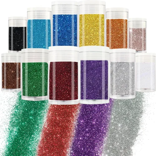 Miniatura 9 de Matio Purpurina gruesa de 7.8 onzas / 7.76 oz de color blanco luna, polvo de purpurina ultrafina, mezcla de copos de PET gruesos, lentejuelas