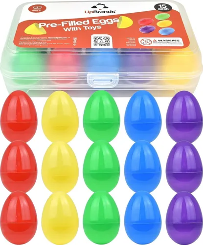 Miniatura 8 de UpBrands Caja a granel de 720 huevos de Pascua prellenados con pulseras de cremallera de juguete para ansiedad, suministros de caza de huevos