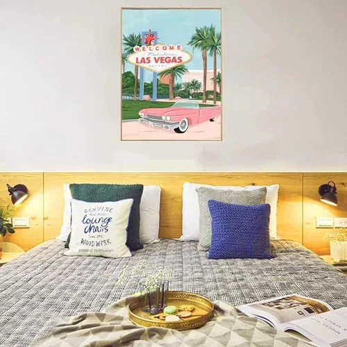 Miniatura 7 de KTHOFCY Kits de pintura de diamantes DIY 5D para adultos y niños, paisaje del mundo (Las Vegas), bordado de taladro completo, punto de cruz