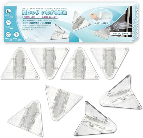 Miniatura 8 de Maveek Paquete de 8 cerraduras de puerta corredera a prueba de bebés, cerraduras de seguridad a prueba de niños, pestillo de ventana transparente