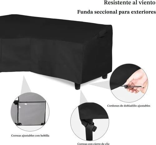 Miniatura 3 de Easy Going - Funda para sofá seccional para patio Negro