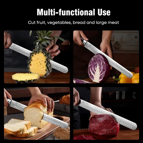 Miniatura 6 de PAUDIN Cuchillo para Brisket, Cuchillo de Trinchar de 12 Pulgadas de Acero Inoxidable Cuchillo para Rebanar Brisket con Borde Granton para Cortar