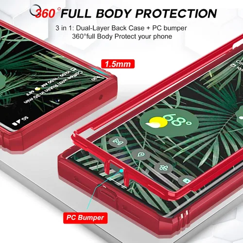 Miniatura 5 de LeYi Funda para Google Pixel 6 Pro: Funda para Pixel 6 Pro con cubierta de cámara deslizante, funda de teléfono de grado militar de cuerpo completo