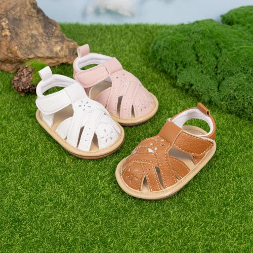 Miniatura 31 de Meckior Sandalias de verano con punta abierta y suave de piel sintética para bebés y niñas pequeñas