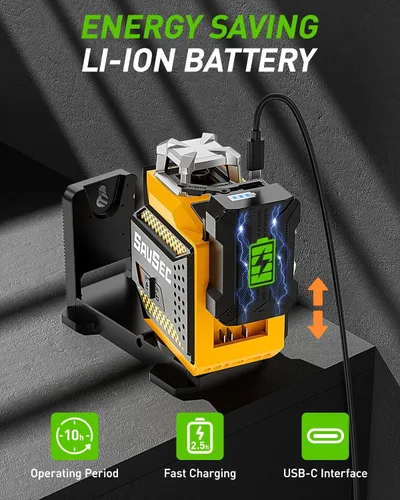 Miniatura 6 de Nivel láser 360 autonivelante, 3 x 360° de brillo ajustable, herramienta niveladora láser, recargable en 3D, láser de línea cruzada verde