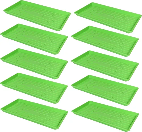 Miniatura 14 de SUNPACK Bandeja de inicio de semillas de plástico resistente de 10 x 20 pulgadas, color negro, 2.5 pulgadas, sin agujeros de drenaje, ideal
