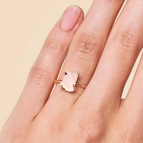 Miniatura 2 de Moon Magic - Anillo de amatista auténtica amatista pequeña plata de ley 925 real anillos de amatista de oro rosa crudo de 18 quilates para mujer
