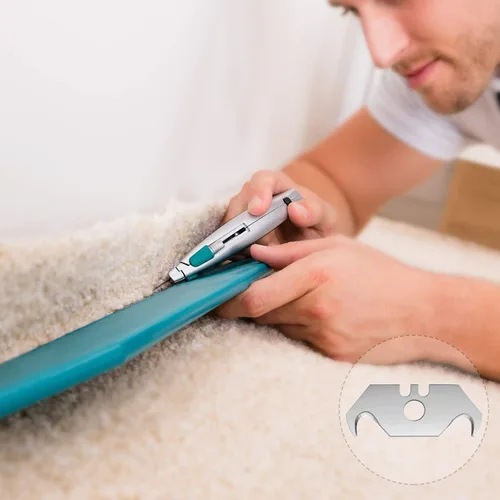 Miniatura 7 de Mudder Cuchillas de gancho de utilidad Cuchillas de afeitar de gancho de acero para techos y alfombras con caja de plástico(30)